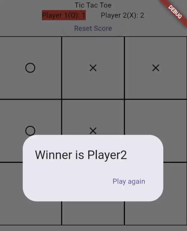 Flutter study - Tic Tac Toe