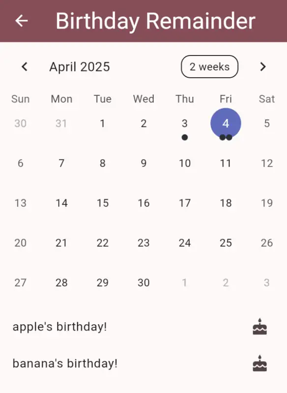 Flutter study - Birthday Reminder